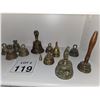 Image 2 : GROUP OF ORNATE BRASS HAND BELLS AND DECORATIVE BELLS