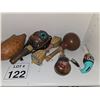 Image 2 : INDIGENOUS STYLE GOURD AND WOOD RATTLES & PERCUSSION OBJECTS