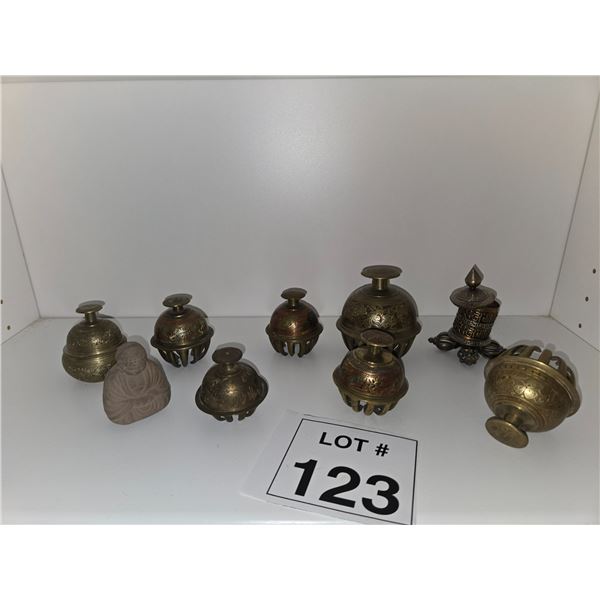 ASSORTED BRONZE AND BRASS RITUAL OBJECTS & BELLS