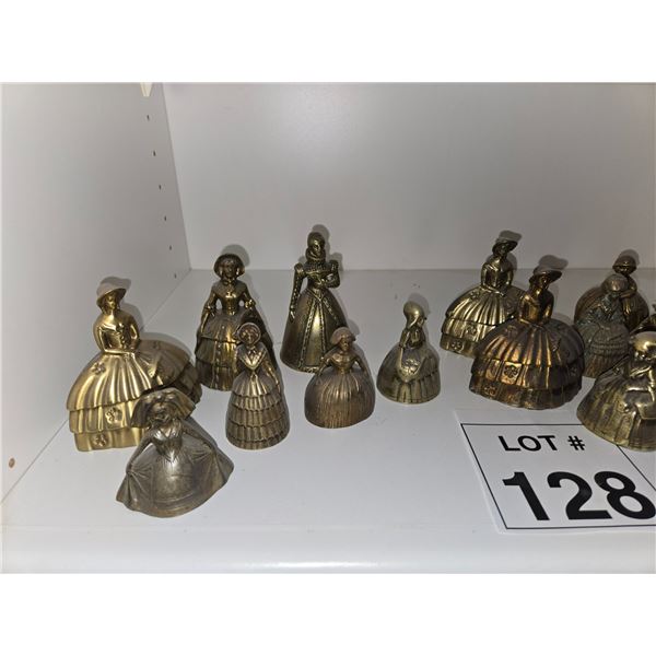 GROUP OF BRASS BELLS WITH HISTORICAL FIGURAL FORMS