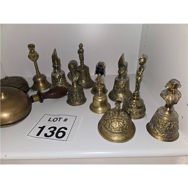 LARGE GROUP OF FIGURAL BRASS BELLS – HISTORICAL AND NOVELTY DESIGNS