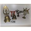 Image 1 : DECORATIVE BRASS BELLS WITH ASIAN AND BIRD MOTIFS