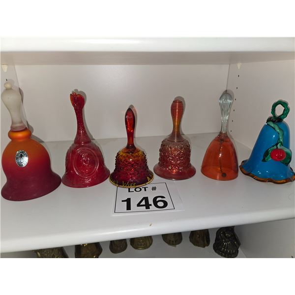 COLORED ART GLASS BELLS – RED AND AMBER TONES