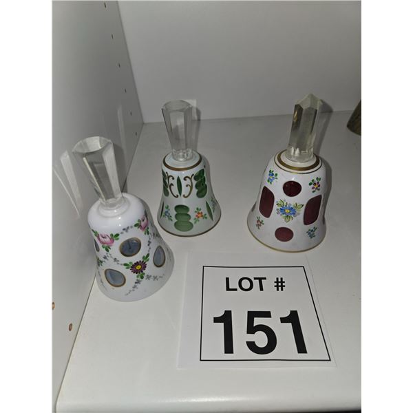 PORCELAIN BELLS WITH FACETED GLASS HANDLES