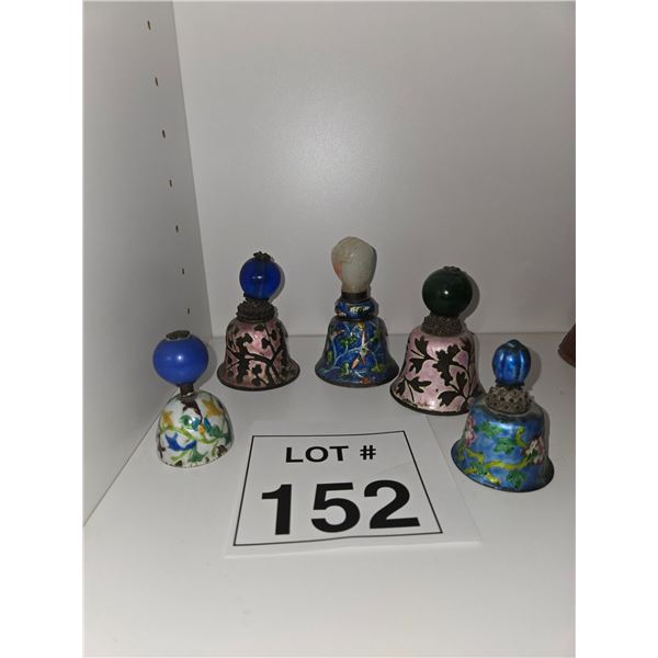 CLOISONNÉ ENAMEL BELLS WITH GLASS FINIALS