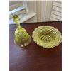 Image 1 : URANIUM GLASS BUTTER DISH WITH BELL TOP