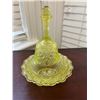 Image 2 : URANIUM GLASS BUTTER DISH WITH BELL TOP