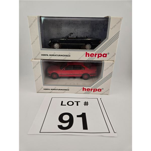 HERPA / MERCEDES-BENZ CONVERTIBLE, BMW SEDAN (2 MODELS) [DIE-CAST]