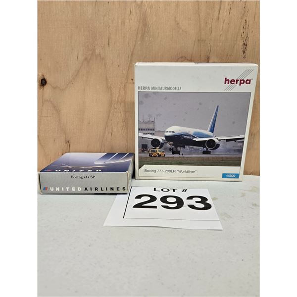 UNITED AIRLINES BOEING 747SP (1:500) & BOEING 777-200LR “WORLDLINER” (1:500) [DIE-