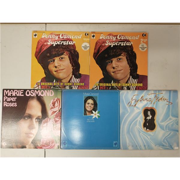 5 VINYL RECORD LOT – DONNY & MARIE OSMOND POP ERA