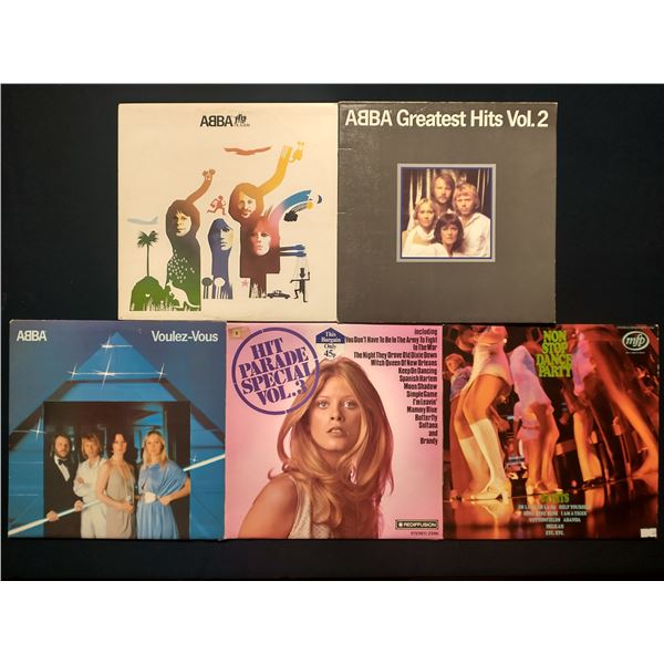 5 VINYL RECORD LOT – ABBA & DISCO / POP HITS