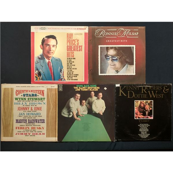 5 VINYL RECORD LOT – CLASSIC COUNTRY / GREATEST HITS & DUETS