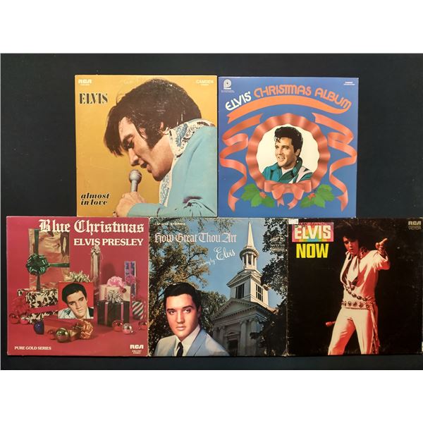 5 VINYL RECORD LOT – ELVIS PRESLEY / CHRISTMAS & LATE ERA