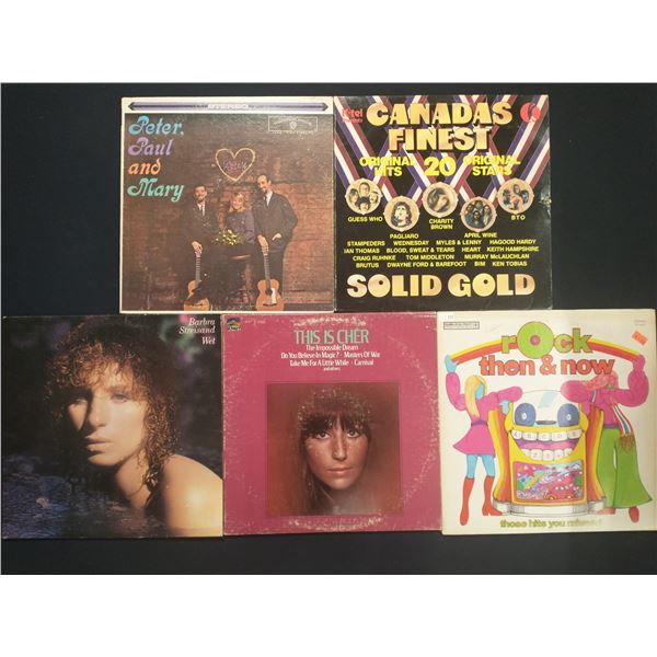 5 VINYL RECORD LOT – POP & FOLK / COMPILATIONS & CLASSIC HITS