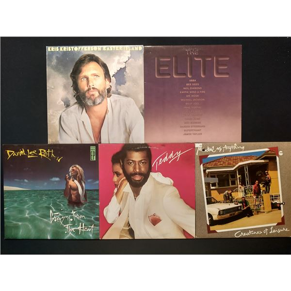 5 VINYL RECORD LOT – ROCK & SOUL / DAVID LEE ROTH, TEDDY PENDERGRASS / 1970s–1980s