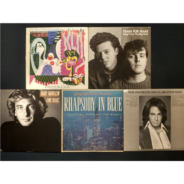 5 VINYL RECORD LOT – POP & NEW WAVE / ELVIS COSTELLO, TEARS FOR FEARS / 1970s–1980