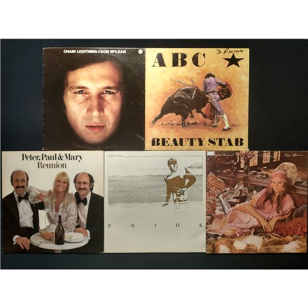 5 VINYL RECORD LOT – POP & ROCK / DON MCLEAN, ABC, JONI MITCHELL / 1970s–1980s / S