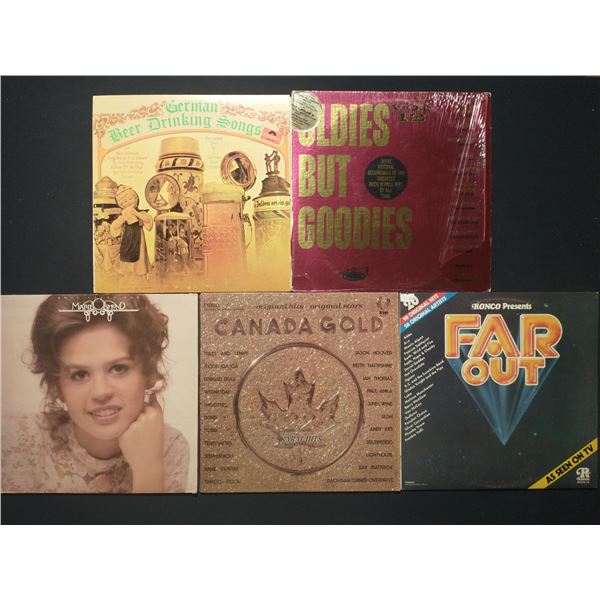 5 VINYL RECORD LOT – VARIOUS GENRES / COMPILATION ARTISTS / 1960S–1970S / NOVELTY,