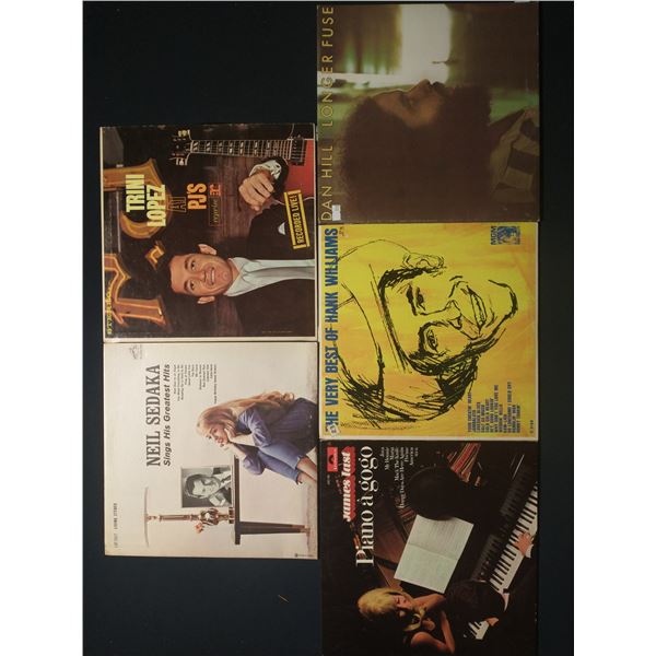 5 VINYL RECORD LOT – POP & COUNTRY / TRINI LOPEZ, HANK WILLIAMS / 1950S–1970S / VO