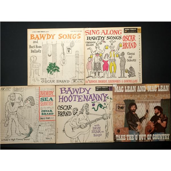 5 VINYL RECORD LOT – FOLK & NOVELTY / OSCAR BRAND, MACLEAN & MACLEAN / 1960S–1970S