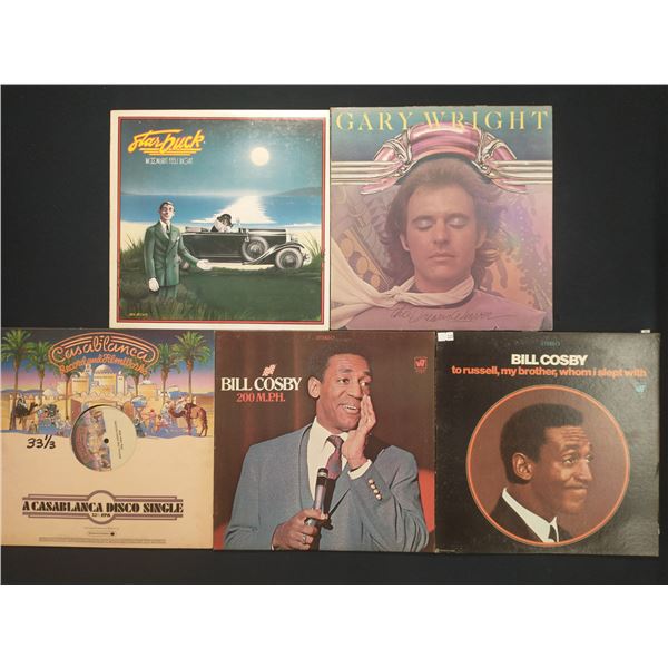5 VINYL RECORD LOT – ROCK, DISCO & COMEDY / GARY WRIGHT, BILL COSBY / 1970S / RADIO HITS & 