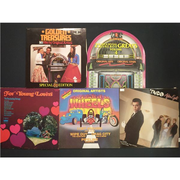 5 VINYL RECORD LOT – OLDIES & REVIVAL / JAN & DEAN, SURF & ROCK HITS / 1950S–1980S