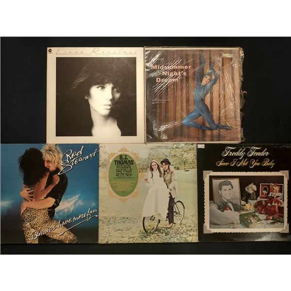 5 VINYL RECORD LOT – POP & EASY LISTENING / LINDA RONSTADT, ROD STEWART / 1960s–19