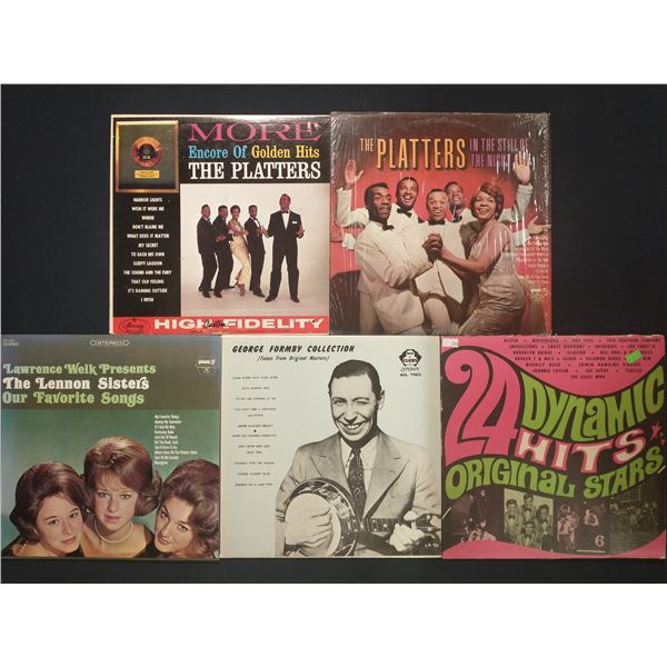 5 VINYL RECORD LOT – OLDIES & VOCAL GROUPS / THE PLATTERS, LENNON SISTERS / 1940s–