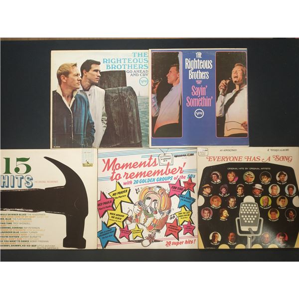 5 VINYL RECORD LOT – OLDIES & VOCAL GROUPS / RIGHTEOUS BROTHERS / 1950s–1960s / DO