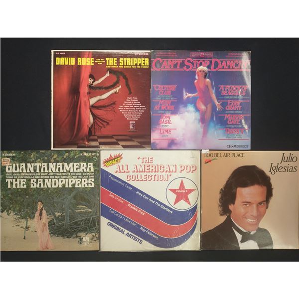 5 VINYL RECORD LOT – POP & EASY LISTENING / JULIO IGLESIAS, SANDPIPERS / 1960s–198