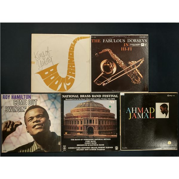 5 VINYL RECORD LOT – JAZZ & BIG BAND / AHMAD JAMAL, DORSEY BROTHERS / 1940s–1960s 