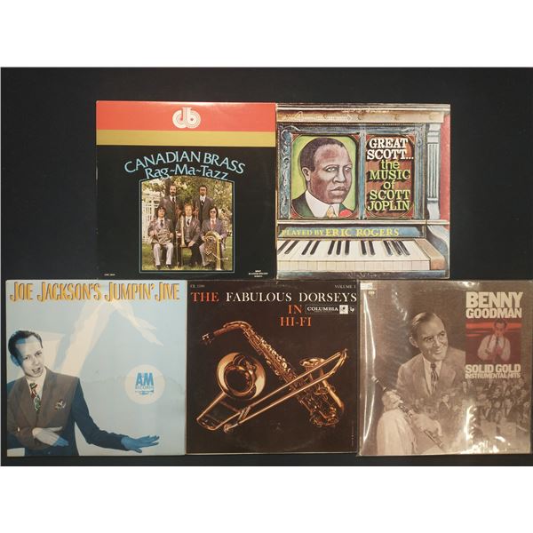 5 VINYL RECORD LOT – JAZZ & SWING / BENNY GOODMAN, CANADIAN BRASS / 1930s–1980s / 