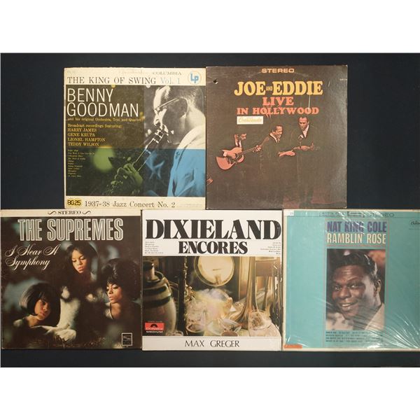 5 VINYL RECORD LOT – JAZZ, SOUL & POP / BENNY GOODMAN, THE SUPREMES / 1950s–1960s 