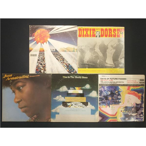 5 VINYL RECORD LOT – ROCK & CLASSIC ROCK / MOODY BLUES, JOAN ARMATRADING / 1960s–1