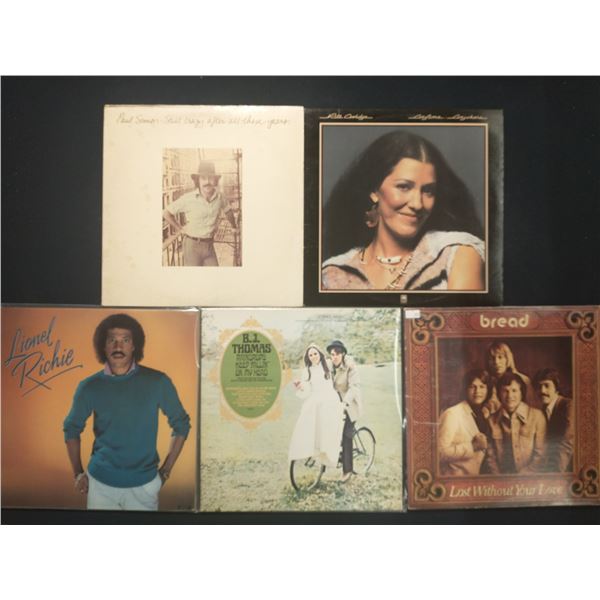 5 VINYL RECORD LOT – POP & SOFT ROCK / PAUL SIMON, LIONEL RICHIE / 1970s / ADULT CONTEMPORA