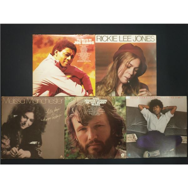 5 VINYL RECORD LOT – SINGER-SONGWRITER & SOFT ROCK / KRIS KRISTOFFERSON, RICKIE LEE JONES /