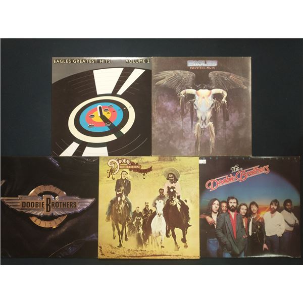 5 VINYL RECORD LOT – CLASSIC ROCK / EAGLES, DOOBIE BROTHERS / 1970s / WEST COAST ROCK