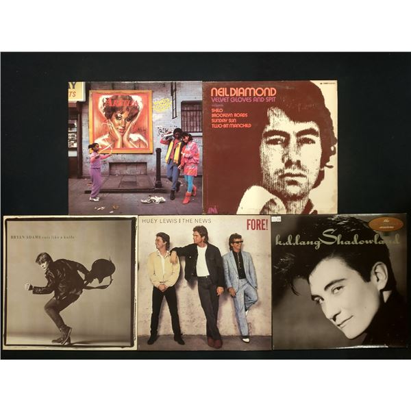 5 VINYL RECORD LOT – POP & ROCK / ARETHA FRANKLIN, BRYAN ADAMS / 1980s / MAINSTREAM & CROSS