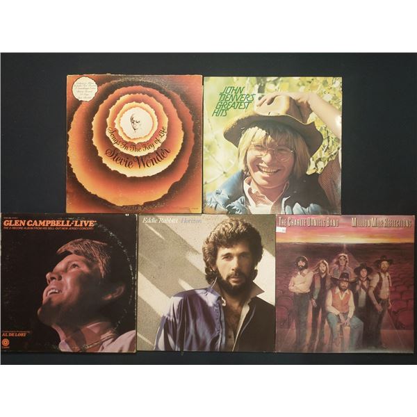 5 VINYL RECORD LOT – SOUL & COUNTRY ROCK / STEVIE WONDER, JOHN DENVER / 1970s / AMERICAN SO