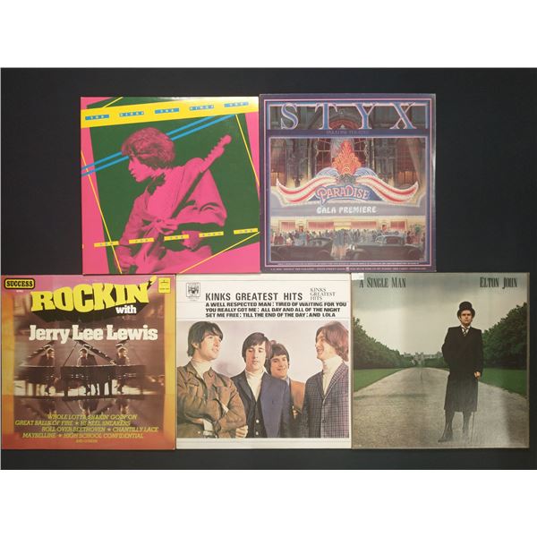 5 VINYL RECORD LOT – ROCK / THE KINKS, STYX, ELTON JOHN / 1960s–1980s / CLASSIC & 