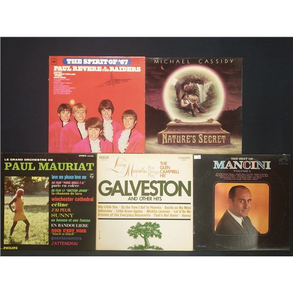 5 VINYL RECORD LOT – POP & EASY LISTENING / GLEN CAMPBELL, PAUL MAURIAT / 1960s–19