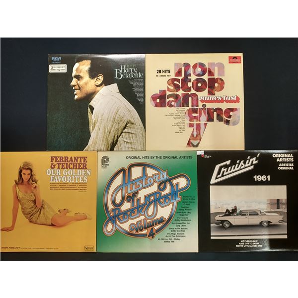 5 VINYL RECORD LOT – EASY LISTENING & OLDIES / HARRY BELAFONTE, JAMES LAST / 1950s[x=#8211/
