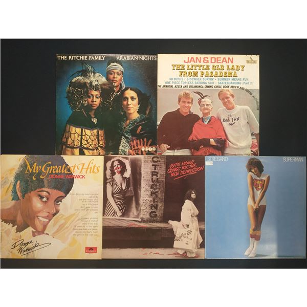 5 VINYL RECORD LOT – POP & DISCO / DIONNE WARWICK, BETTE MIDLER / 1960s–1970s / HI