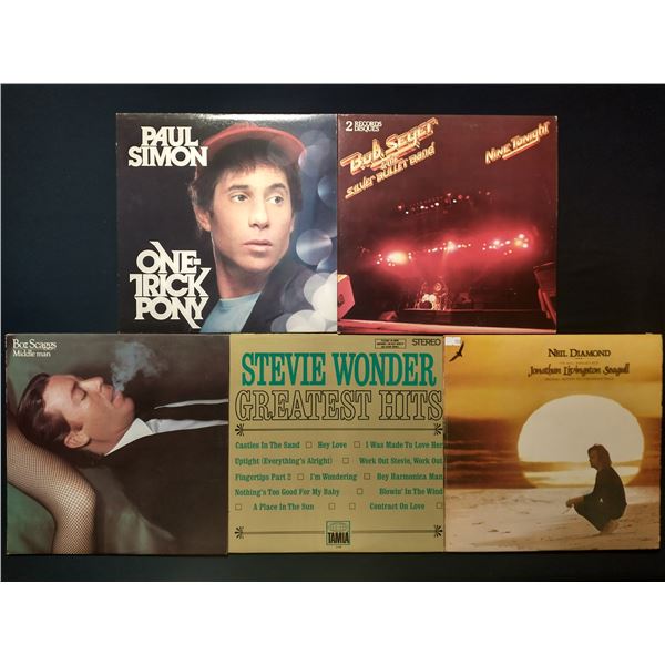 5 VINYL RECORD LOT – ROCK & SOUL / PAUL SIMON, STEVIE WONDER / 1970s–1980s / MAINS