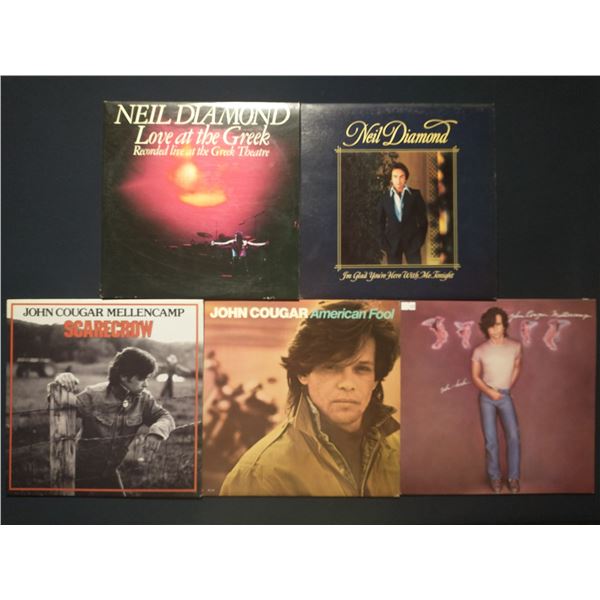 5 VINYL RECORD LOT – ROCK & POP / NEIL DIAMOND, JOHN COUGAR MELLENCAMP / 1970s–198