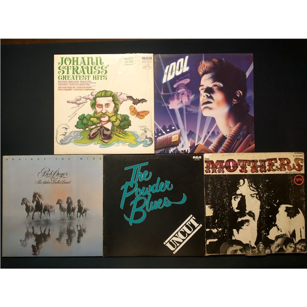 5 VINYL RECORD LOT – ROCK & CLASSICAL / BILLY IDOL, BOB SEGER / 1960s–1980s / CLAS