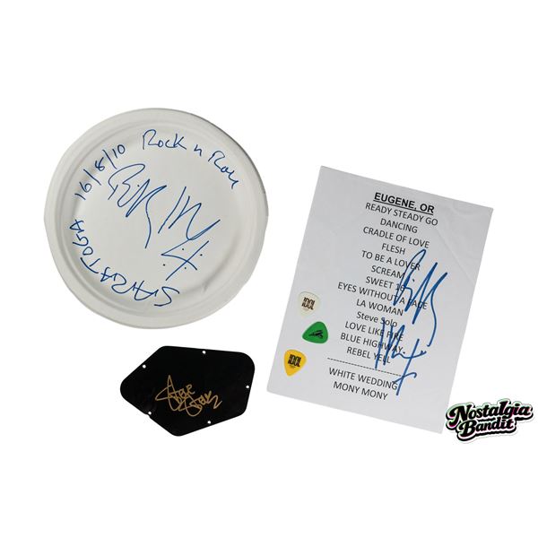Billy Idol & Steve Stevens | Stage-Used Picks, Signed Pickguard, Plate & Set List (2010-2012)