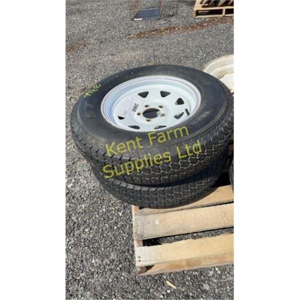 2 X 15'  5 BOLT ST205/75 D15 TRAILER TIRES & TIMS