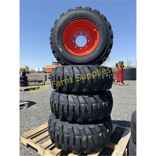 4 NEW 12X16.5 SKID STEER TIRES AND RIMS