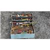 Image 2 : ANTIQUE METAL TOOL BOX AND TOOLS
